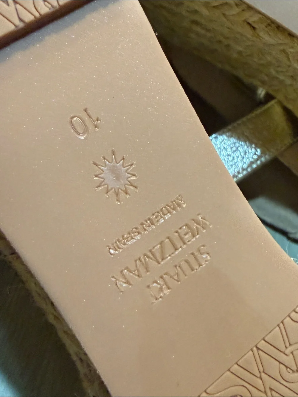 New Stuart Weitzman Metallic Gold Wedge Sandals with Espadrille Platform 10 - Picture 11 of 13